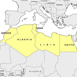 Mappa Nord Africa in rivolta